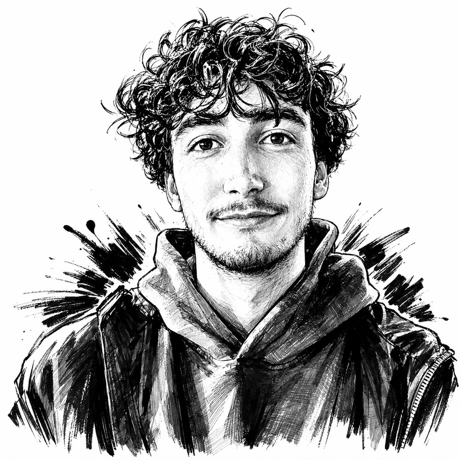 Inkt-portret van Jamie de Boer, Moderniseringsmonteur bij LYFD