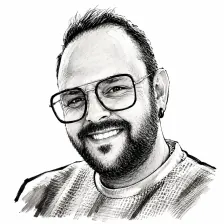 Inkt-portret van Sander